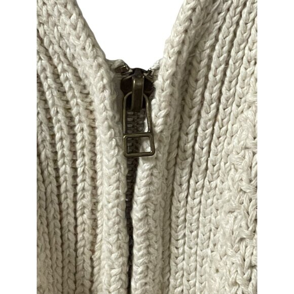 Vintage SK Wear Floral Knit Cardigan Sweater 2X Beige With Zipper 55% Ramie 45% - Picture 9 of 14